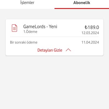 Vodafone Game Lord Aboneliği