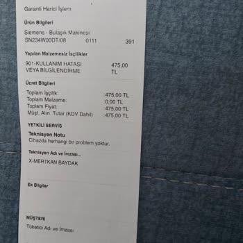 Bosch Servis Garantili Ürün İçin Haksız Yere Alınan Servis Ücreti