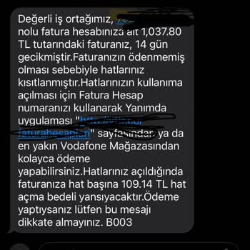 Vodafone Toplu SMS Satın Alma Pişmanlığı