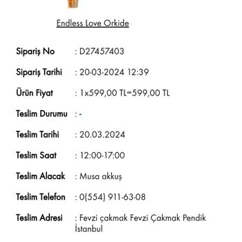 Taze Çiçek (tazecicek.com) Verdiğim Orkideyle Gelen Orkide Aynı Değil