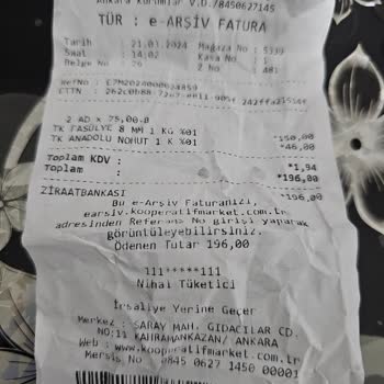 Tarım Kredi Kooperatif Market Alınan Sıra Fasulye Dağınık Bozuk