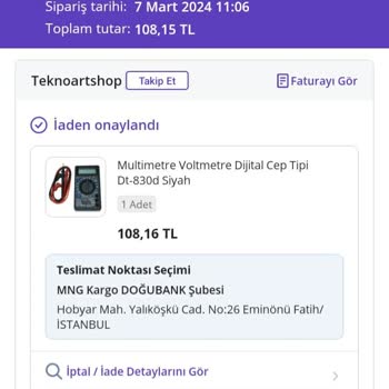 N11 İade Ücreti Kargo Ücreti Kesilerek Ödendi