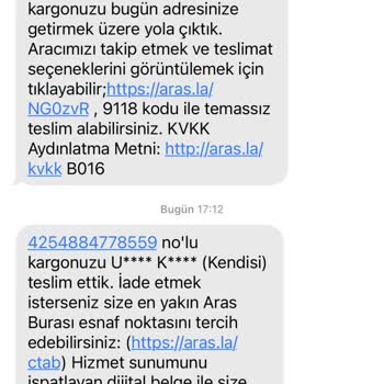 Aras Kargo Teslim Edilmeyen Kargomu Teslim Edildi Gösteriyor