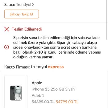 Trendyol Zam Gelince Satın Aldığım Ürüne İade Talebi Verdi