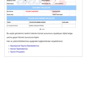 Aras Kargo Harmandere Şubesi Adrese Gelmeden Eksik Adres Yazıyor!