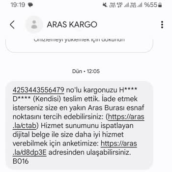 Aras Kargo Teslimatı İle İlgili