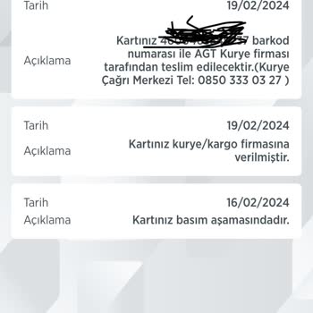 Ziraat Bankası Kart Gönderimi Hk