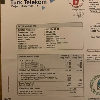 Türk Telekom Faturamın Açıklama Olmadan Yüksek Gelmesi
