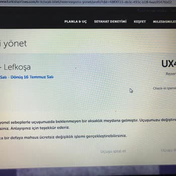 THY- Operasyonel Sebep Bahanesi İle Bilet İptaline Yönlendirmesi