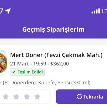 GetirYemek İade Ettiğim Yemeğin Ücret İadesi
