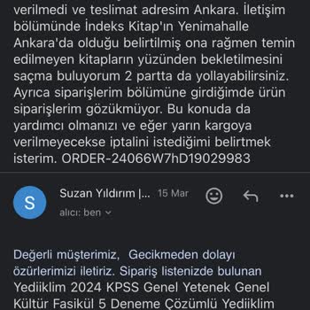 İndeks Kitap Haftalardır Siparişlerimi Kargoya Bile Vermedi