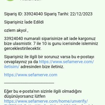 Sefamerve İade Sürecinde Mağduriyet Yaşadım