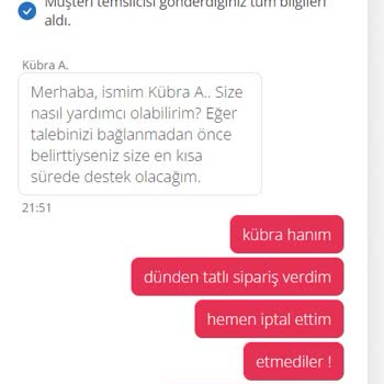 Yemek Sepeti Sipariş İptali