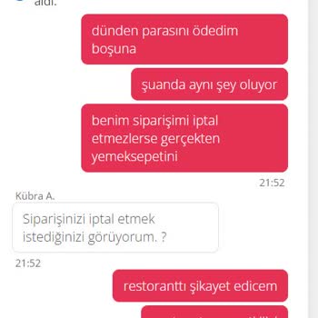 Yemek Sepeti Sipariş İptali