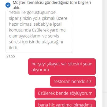 Yemek Sepeti Sipariş İptali