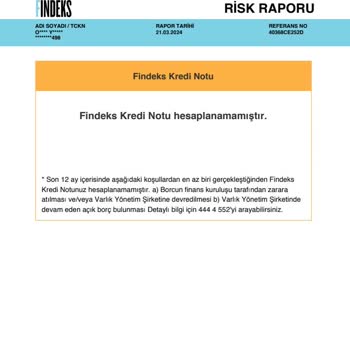 Findeks Kredi Notum Hesaplanamıyor
