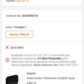 Trendyol'dan Satın Aldığım Ürün Bilgim Olmadan İptal Edildi