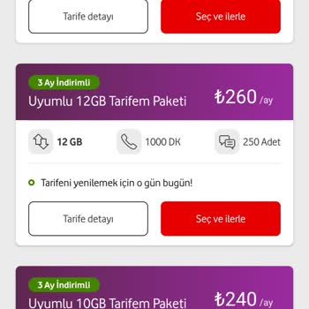 Vodafone 1 Gün Arayla 40 TL Tarife Artışı Faturalı Hat Kullanıcısıyım