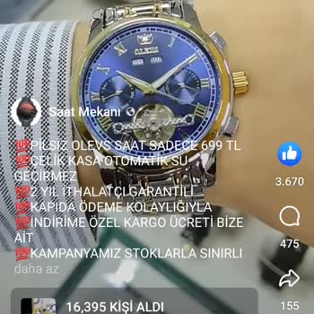 Saat Mekanı Orijinalliği Şüpheli Ürün Satışı!