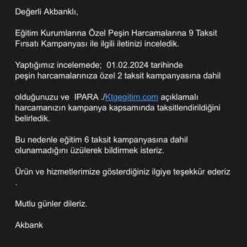 Akbank Sonradan Taksitlendirme Sorunu