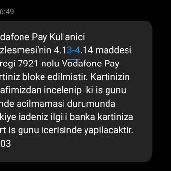 Vodafone Pay Kart Bloke Edildi