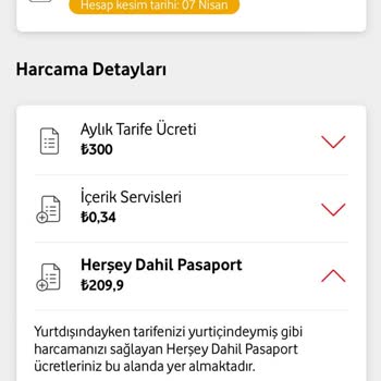 Vodafone Otomatik Tanımlanan Her Şey Dahil Pasaport Ücreti