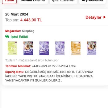 Kitap Seç Olmayan Ürün Satışı Ve İptal Sonrası Haber Vermeme