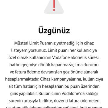 Vodafone Yanımda Fatura Özerinde Cihaz Limitim Kapalı