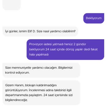 Getiraraç Provizyon İadesi Vermiyor