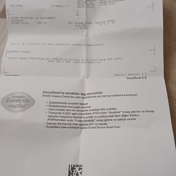 Denizbank Atakum Samsun Kullanmadığım Paraya Faiz Uygulamış