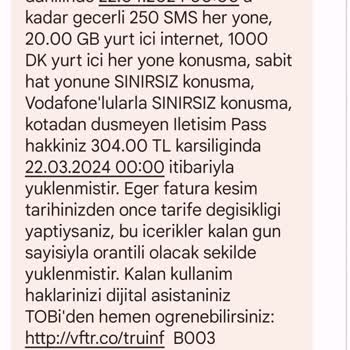 Vodafone İptal Sonrası Fatura
