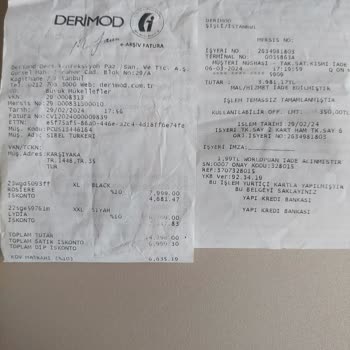Derimod Faturadaki Rakamın İade Edilmemesi
