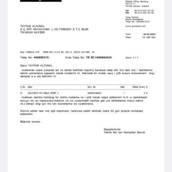 Goodyear Kayseri Ateş Akü Lastik Bayinden Aldığım Lastik Hakkında