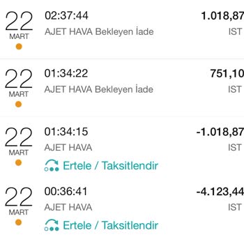 Ajet Bilet Değişikliği Hatası