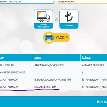 PTT Kargo PTT Başakşehir PDM'de Bekleyen Kargom.