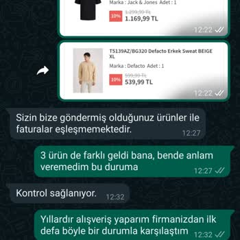 Yeni Koza Tekstil Yenikoza Firmasının Yanlış Ürünler Göndermesi