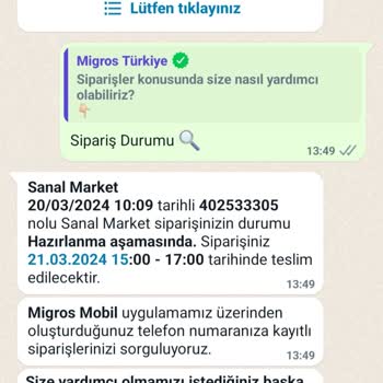 Migros Sanal Market Siparişimi İptal Etti.