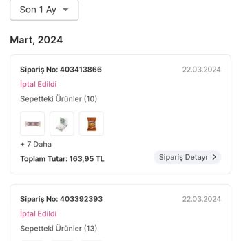Migros Sanal Market Siparişimi İptal Etti.