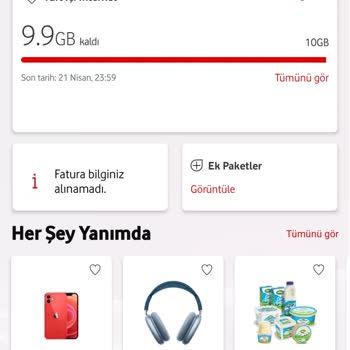 Vodafone Fatura Bilginiz Alınmadı