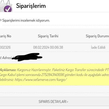 Sefamerve Yasal Süre 15 İş Günü Dolmasına Rağmen Ücret İadesi Yapmıyor