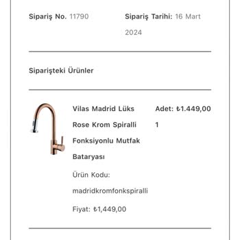 Vilas Banyo Paramı İade Etmiyorlar, Ürünü De Yollamadılar!