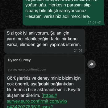 Dyson.com.tr Sipariş Almadan Paramı Aldı 22.999,00 TL