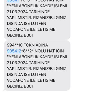 Vodafone Habersiz Kimlik Üzerinden Hat Açmışlar