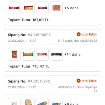 Migros Siparişim İptal Edildi