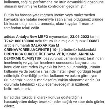 Adidas Kalitesiz Ürün Üretiyor 6 Ay Da Bez Kısmı Delindi