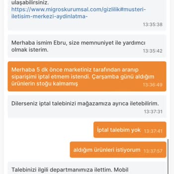 Migros'un Ürünün Stokta Olmasına Rağmen Göndermemesi
