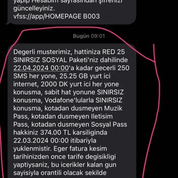 Vodafone İznim Olmadan Tarifem Güncellenmiş