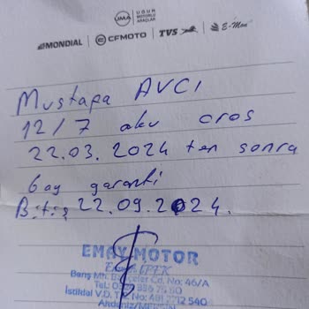 Mondial Motor Sıfır Akü Aldım.