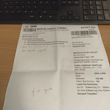 Renault Megane Sıfır Araç Hatalı Ürün