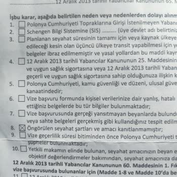 VFS Global Polonya Çalışma Vizesi 8. Madde Reddi